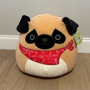 NWT Squishmallows 16” Prince the Pug Beige and Black Dog